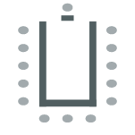 Tables in a U-shape with seating on the outside and a presenter's table