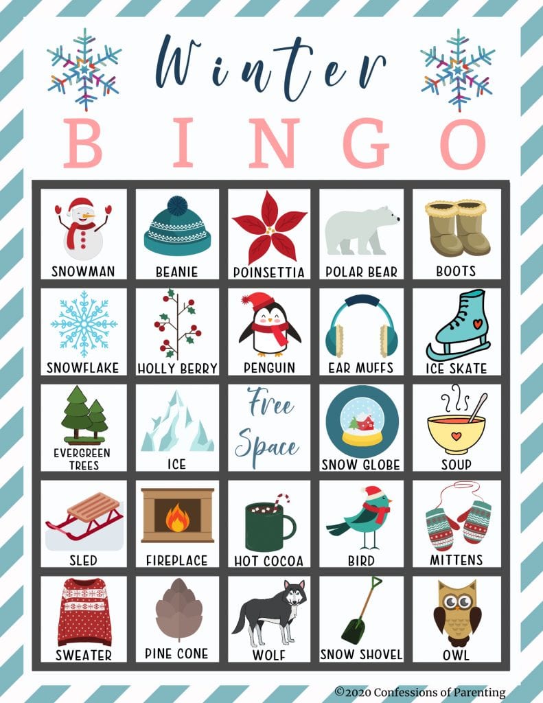 winter bingo card