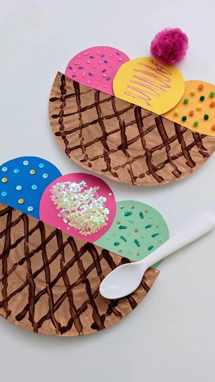 3-scoop ice cream paper plate craft