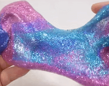 gif of glitter slime, pink and blue