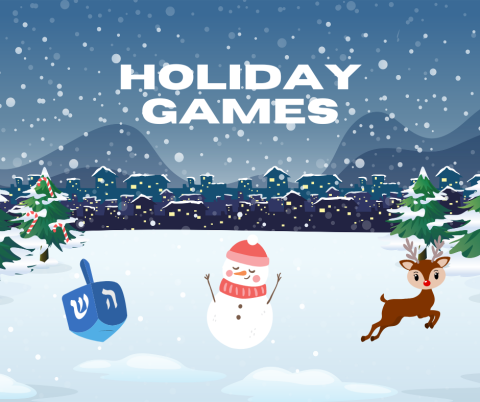 holiday games, dreidel, snowman, rudolph