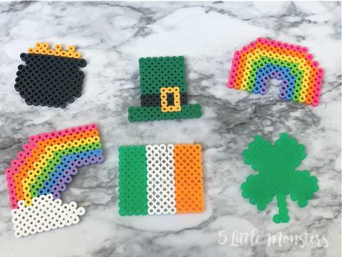 fused beads in st. patrick's day shapes