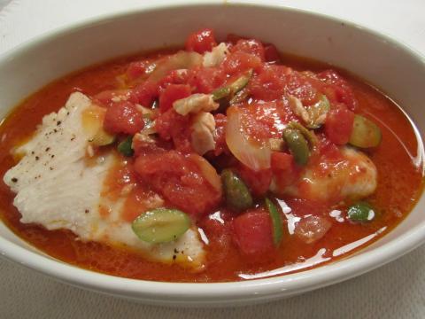 Fluke with a Tomato Caper Sauce