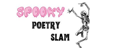 spooky poetry slam with dancing skeleton 