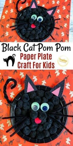 Black Cat Pom Pom Craft