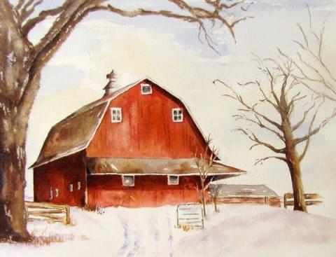 Red Barn in the Snow