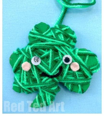 Yarn Wrapped Shamrocks