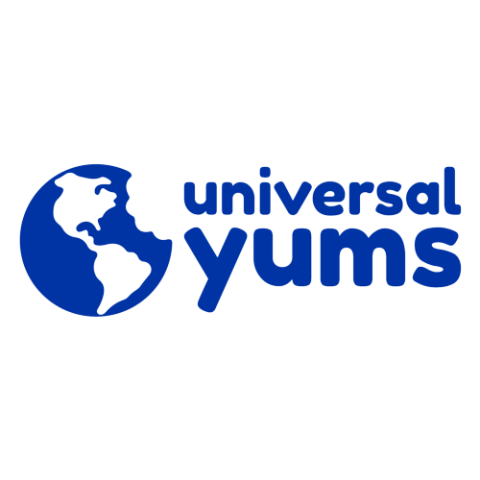 universal yums logo blue text