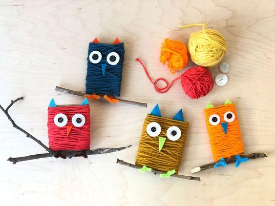 yarn wrapped owls