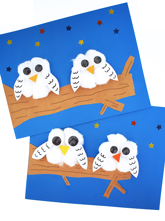 cotton ball snowy owl craft