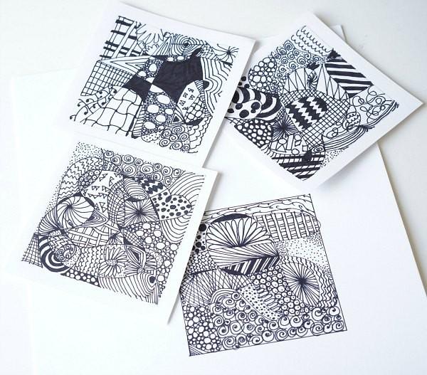 zentangle doodle squares