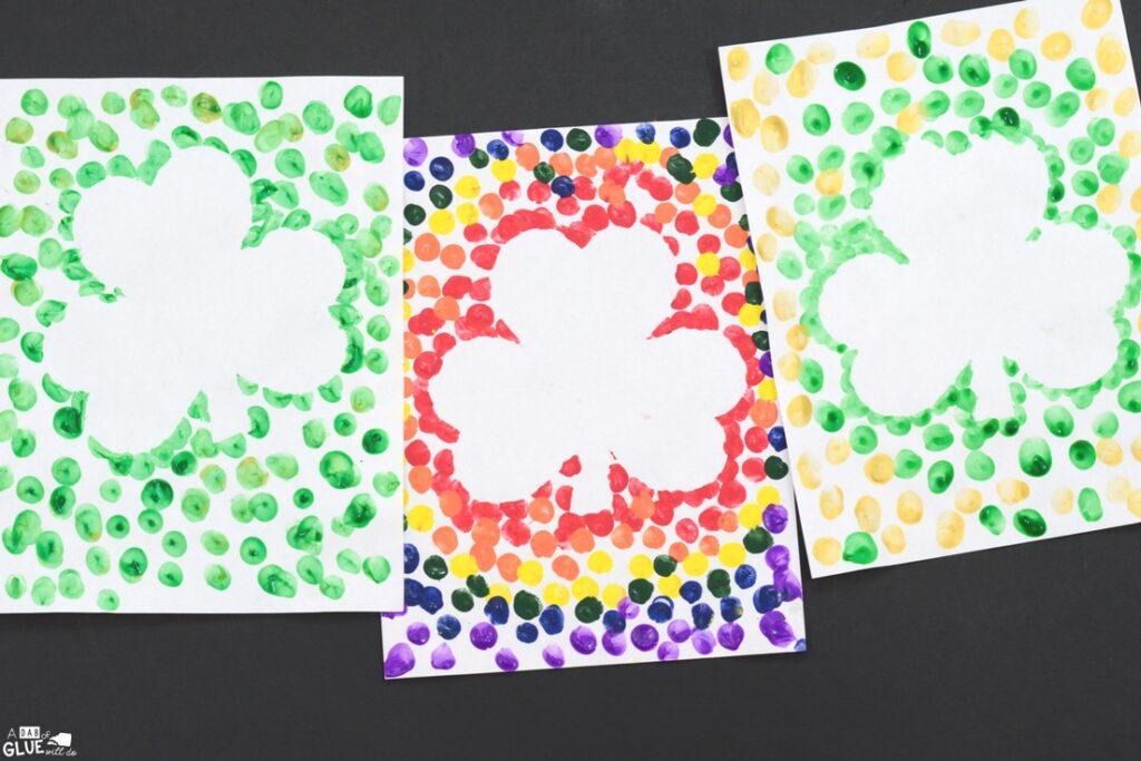 thumbprint paint outlined shamrock