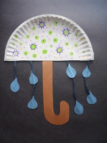 paper plate umbrella craft