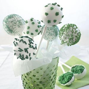 white and green sprinkled cake pops