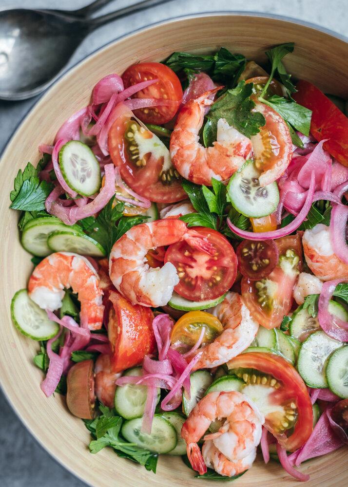 Poached Shrimp and Tomato Salad