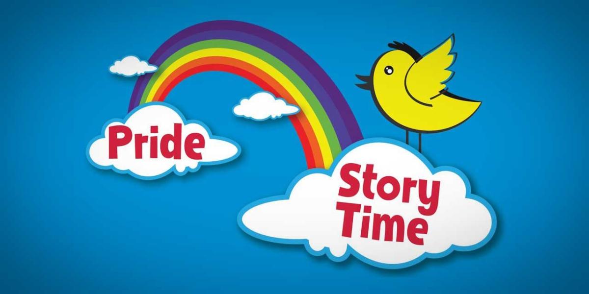 rainbow pride story time rainbow with clouds and bird