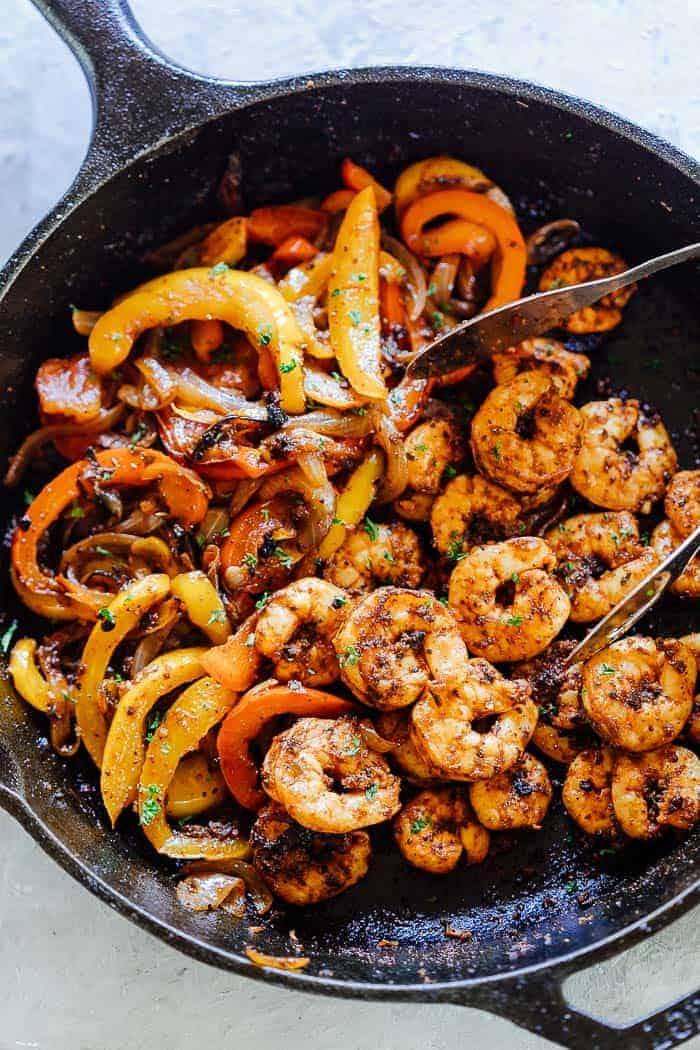 Skillet Shrimp Fajitas